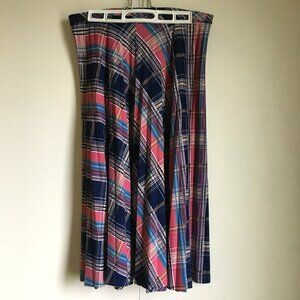 Vintage Koret Plaid Accordion Pleated Midi Skirt Pink Purple Blue